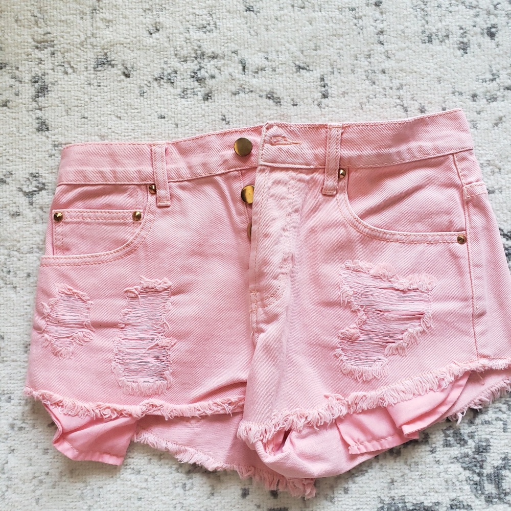 Pink high waisted shorts